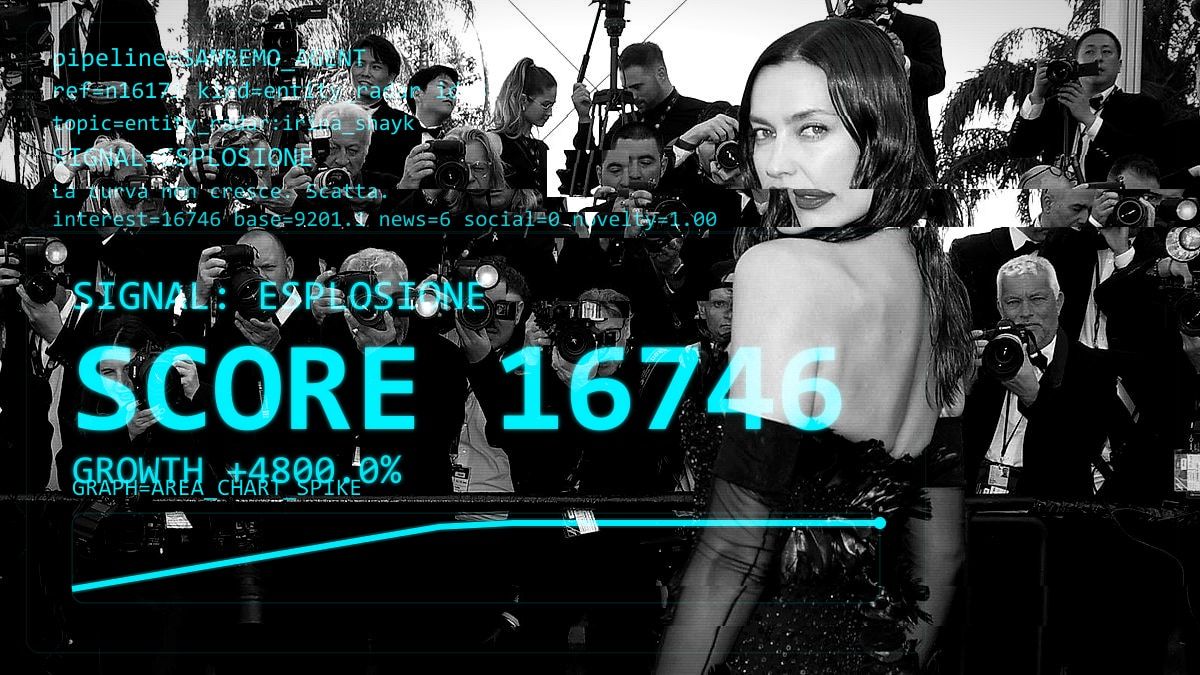 L'entità Irina Shayk emerge dal rumore di fondo, non come persona, ma come punto focale per la terza serata